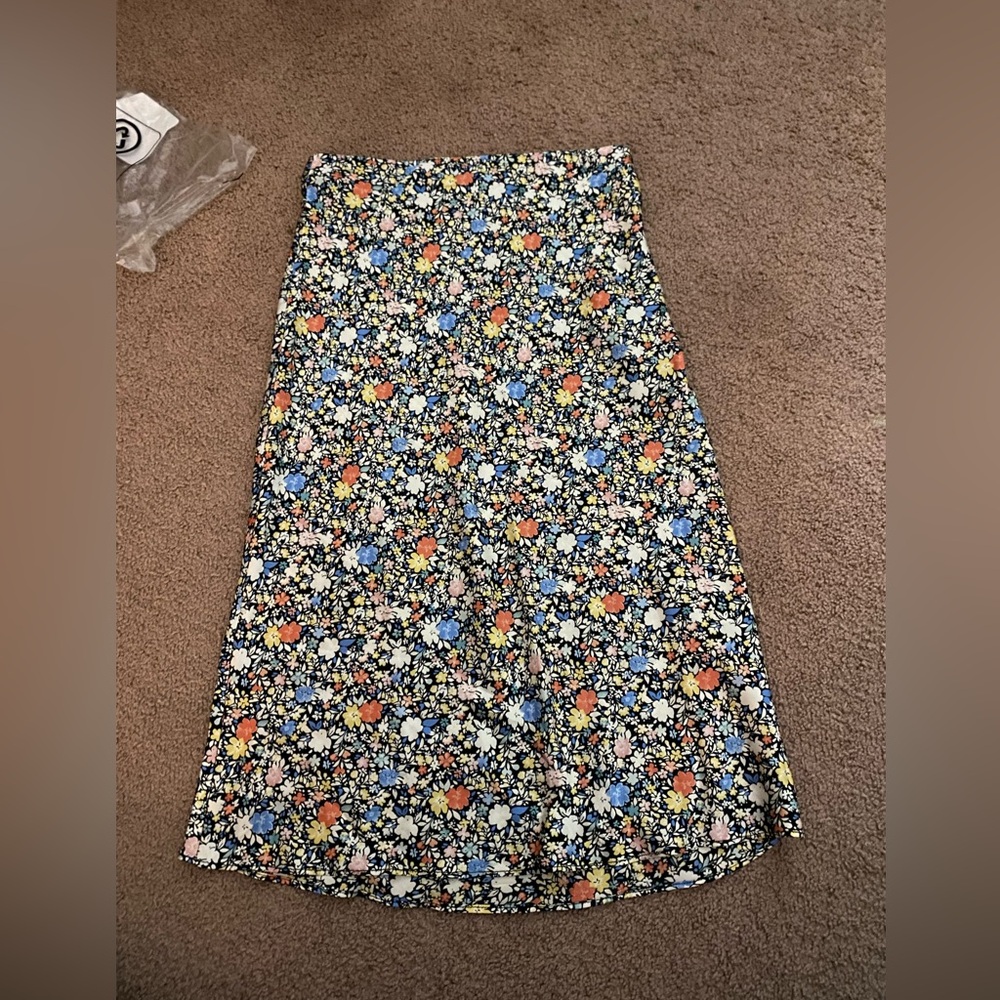 Mi Ami brella satin flower medley printed midi skirt ( Francesca’s)